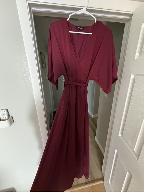 ADORA Dresses & Skirts - ADORA Deep Burgundy Wrap Maxi with Kimono Sleeves
